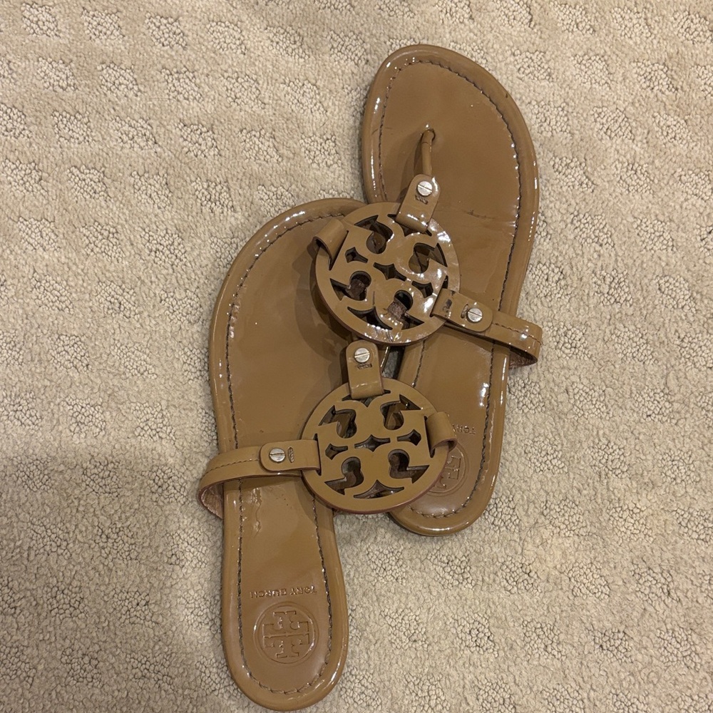 Tory Burch Tan Leather Miller Sandals